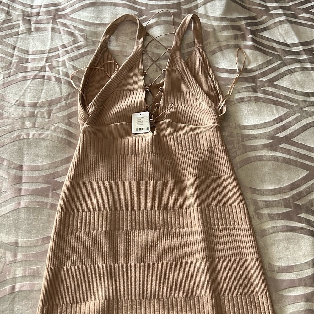 Free people brand new nude dress with criss cross back